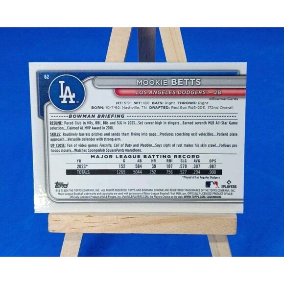 2024 Bowman Chrome - Mookie Betts #62 Mojo Refractor - Picture 5 of 6